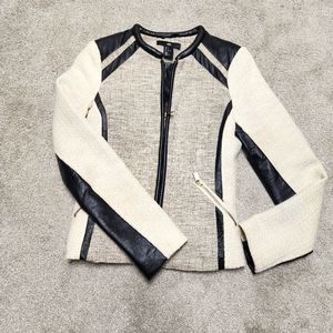H&M Twead/Faux Leather Zip Jacket
